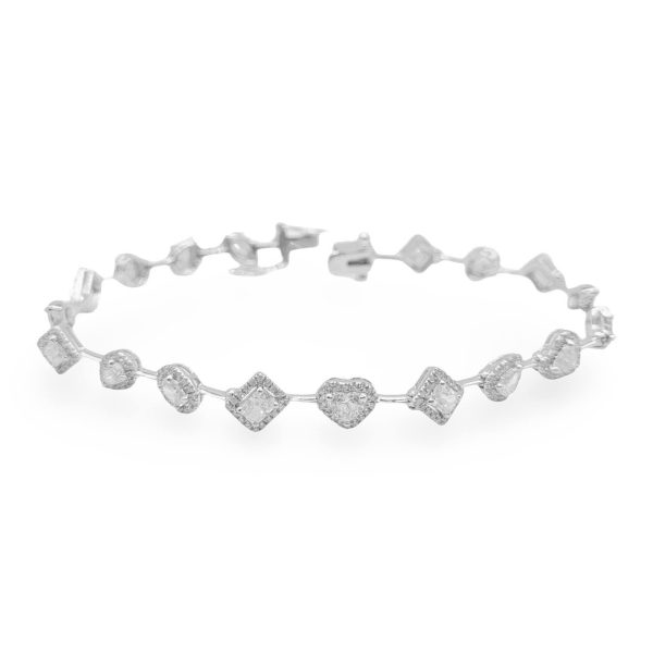 NEW Multi-shaped Solitaire Halo Diamond Tennis Bracelet 14kt Cheap