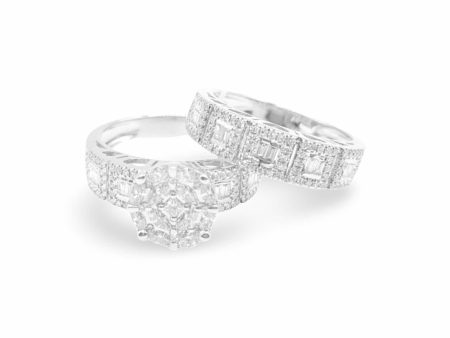 NEW Classic Round Invisible Setting Twin Pair Paved Band Diamond Ring 14kt Hot on Sale