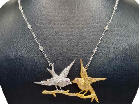 NEW Love Birds Diamond Necklace 18kt For Discount