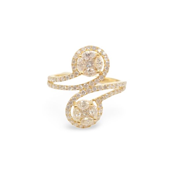 NEW Golden Invisible Cubic Two-Headed Diamond Ring 18kt For Discount