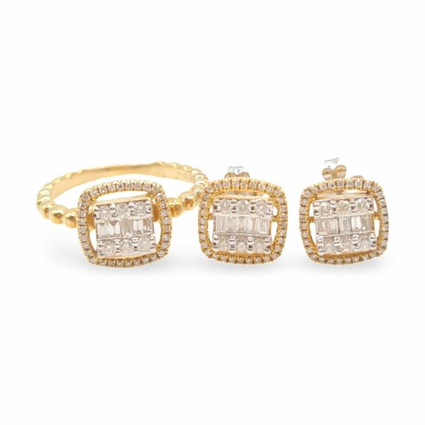 NEW Classic Cushion Baguette Deco Diamond Jewelry Set 14kt Online now