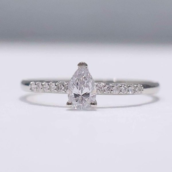 0.56cts H VVS Pear Paved Diamond Engagement Ring 14kt #0069 For Cheap