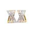 NEW Two-Tone Crossover Diamond Earrings 14kt Fashion