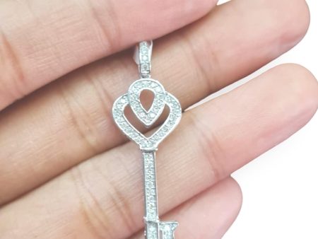 NEW Crown Key Diamond Pendant 18kt For Sale