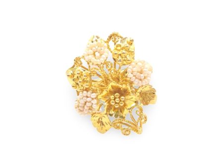 NEW Golden Flower Deco Ring 14kt For Cheap