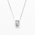 #LVNA2024 | 1.00ct Face Emerald Pie cut Invisible Setting Solitaire Diamond Necklace 18kt White Gold Hot on Sale