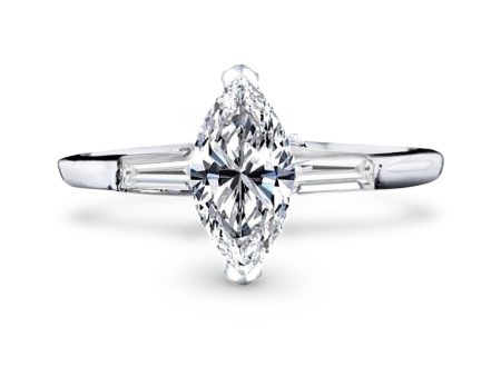 0.59cts F VVS2 Marquise Baguette Paved Diamond Engagement Ring 14kt Online