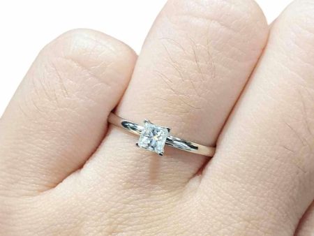 0.38ct I VS2 Princess Solitaire Diamond Engagement Ring 14kt #0081 For Cheap