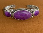 Sugilite Three Stone Cuff by Bruce Eckhardt Hot on Sale