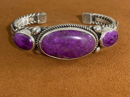 Sugilite Three Stone Cuff by Bruce Eckhardt Hot on Sale