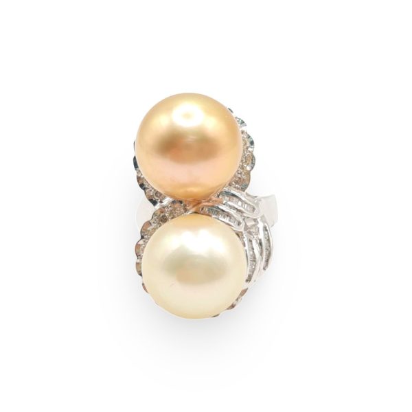 NEW 13.5mm South Sea Pearl Diamond Ring 14kt on Sale