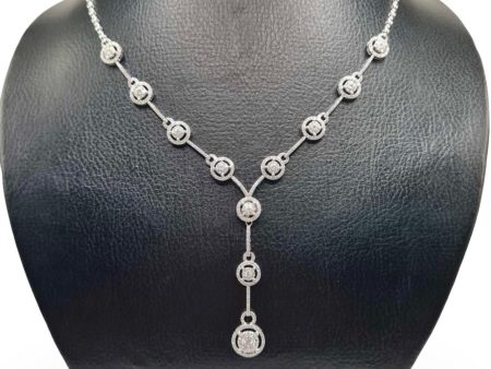 NEW Round Halo In Between Diamond Necklace 18kt on Sale