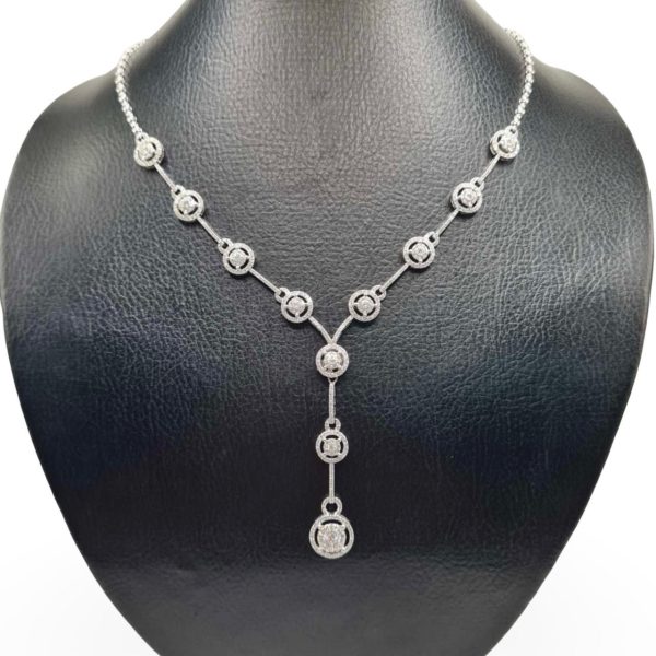 NEW Round Halo In Between Diamond Necklace 18kt on Sale