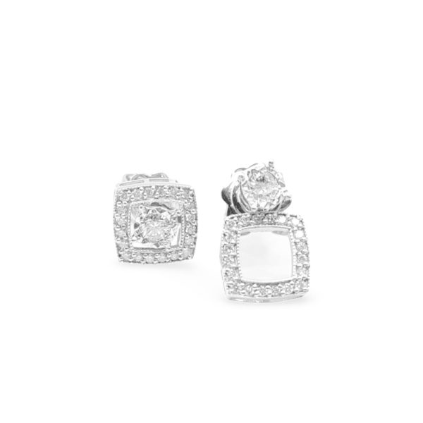 NEW Dainty Multi-Wear Round Square Diamond Earrings 18kt Fashion