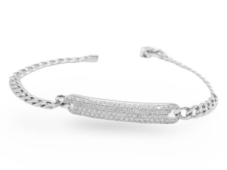 NEW Exquisite Bar Cuban Link Diamond Bracelet 14kt on Sale