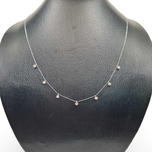 NEW Round Station Diamond Necklace 18kt For Sale