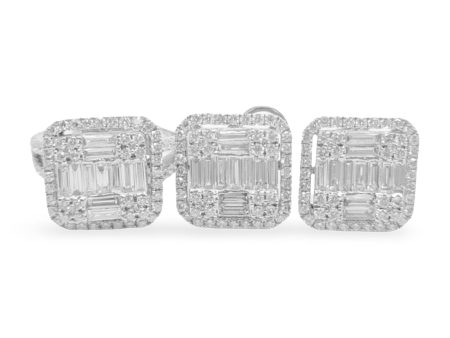 NEW Large Square Baguette Halo Diamond Jewelry Set 18kt Supply