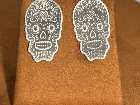 Sterling Silver Sugar Skull Post Earrings by Petra Nalini Palmer Cheap