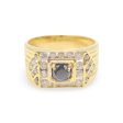 NEW Golden Black Oscuro Acero Inoxidable Anillo Halo Diamond Ring Men 14kt Hot on Sale