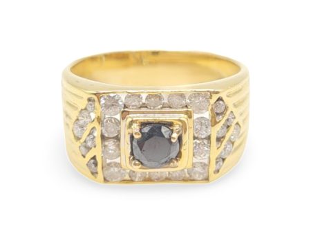 NEW Golden Black Oscuro Acero Inoxidable Anillo Halo Diamond Ring Men 14kt Hot on Sale