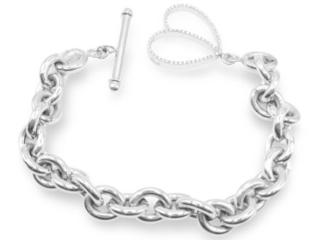 NEW Heart Diamond Rollo Chain Bracelet 14kt Hot on Sale