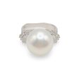 NEW 13.5mm South Sea Pearl Diamond Ring 18kt on Sale