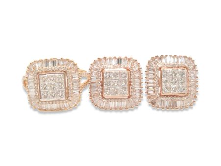 NEW Rose Square Princess Baguette Brilliant Diamond Jewelry Set 18kt Online