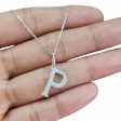 NEW Alpha P Letter Diamond Necklace 14kt For Sale