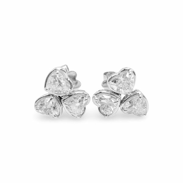 NEW Trio Heart Diamond Earrings 14kt Sale