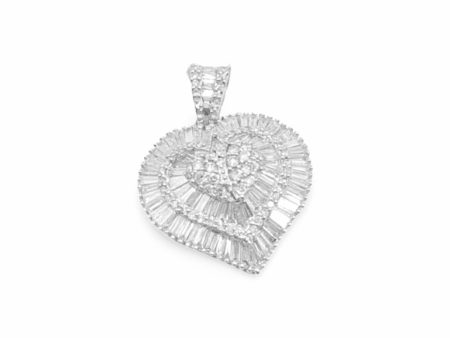 NEW Heart Halo Baguette Diamond Pendant 18kt Cheap