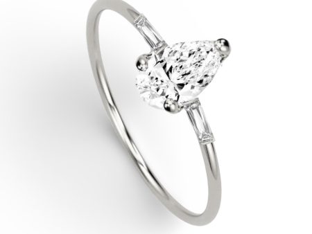 ELUNA | Pear Brilliant Solitaire Baguette Paved Engagement Ring Supply