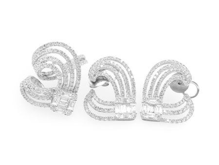 NEW Big Heart Overlap Deco Diamond Jewelry Set 18kt on Sale