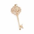 NEW Rose Antique Key Diamond Pendant 18kt For Cheap