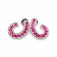 NEW Ruby Round Crawler Diamond Earrings 18kt For Sale