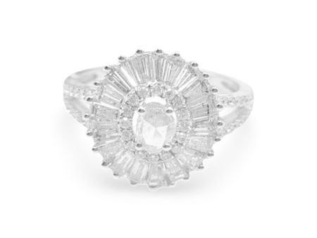 NEW Ballerina Floral Baguette Diamond Ring 18kt For Cheap