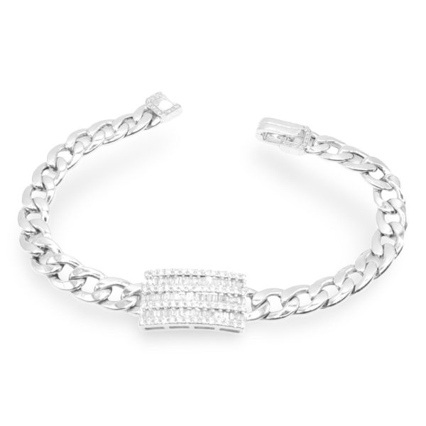 NEW Unisex Center Bar Diamond Chain Bracelet 14kt Online Hot Sale