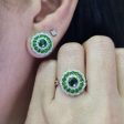 New Floral Emerald Nano Gemstone Diamond Jewelry Set 14kt Fashion