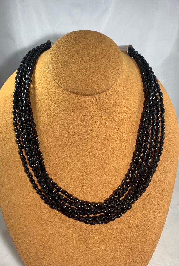 Six Strand Onyx Necklace by Albert Lee Jr Fashion