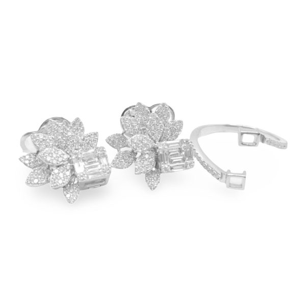 NEW Marquise Leaf Statement Diamond Multi-purpose Jewelry Ring Earrings 18kt Online Sale