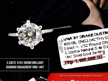 CLR I 3.34cts H VS2 Round Brilliant Diamond Engagement Ring 14kt Online Hot Sale