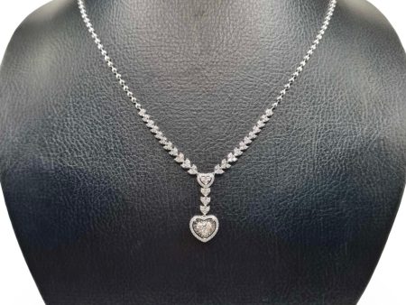 NEW Heart Drop Half Eternity Cluster Diamond Necklace 14kt Online now