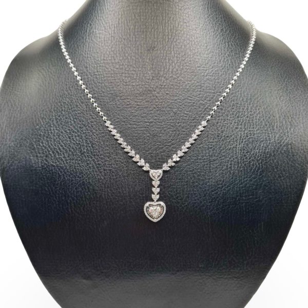 NEW Heart Drop Half Eternity Cluster Diamond Necklace 14kt Online now