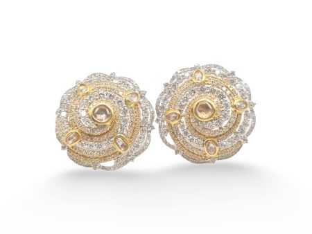 NEW Spiral Round Diamond Earrings 14kt on Sale