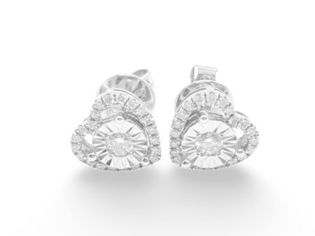 NEW Dainty Heart Center Enlarger Diamond Earrings 18kt Cheap