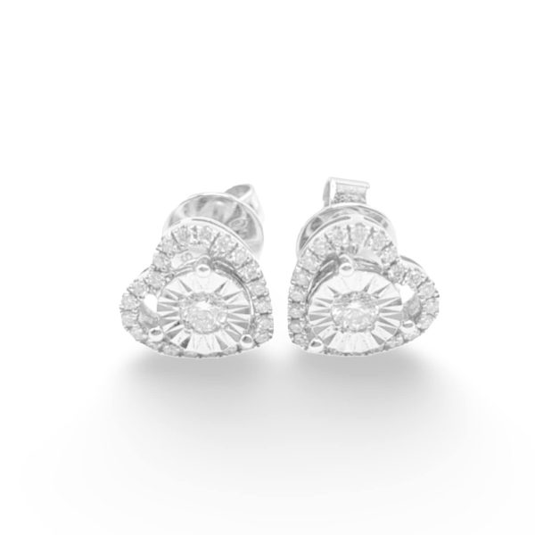 NEW Dainty Heart Center Enlarger Diamond Earrings 18kt Cheap