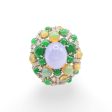 NEW Colored Jade Diamond Ring 18kt For Sale