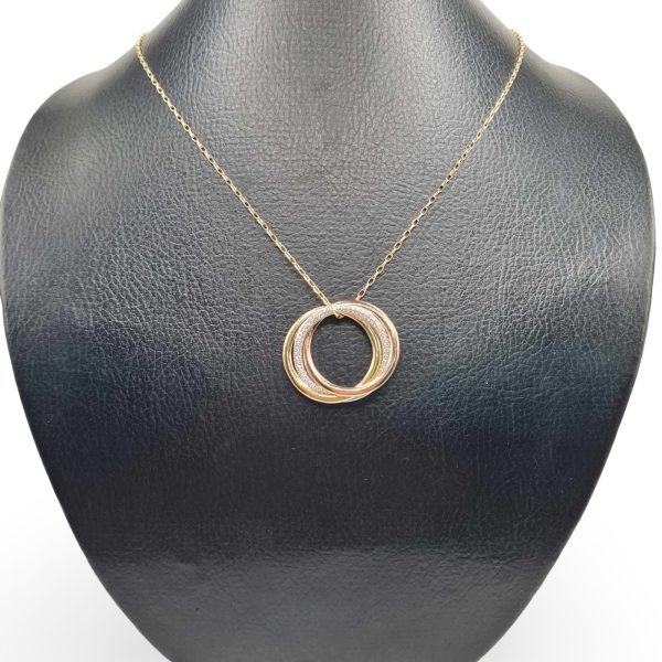 NEW Multi-Tone Spiral Round Diamond Necklace 14kt For Cheap