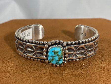 Stamped Turquoise Cuff by Johnathan Nez Online now