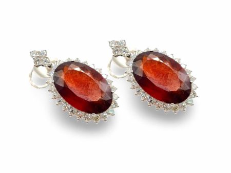 NEW Ruby Oval Diamond Earrings 18kt Online now