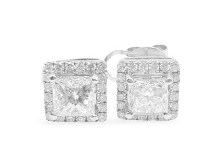 NEW 4.08cts VVS J Princess Brilliant Diamond Stud Earrings 18kt Online Hot Sale